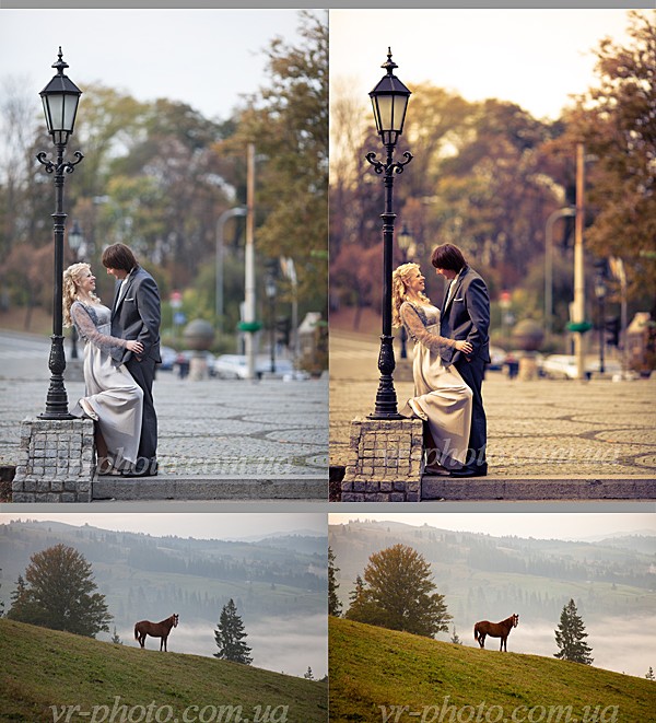 Comparison: wedding photo on automatic settings vs. with technique